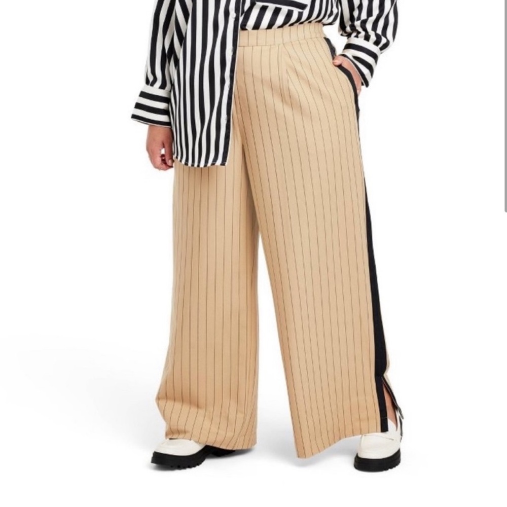 La Ligne Pinstripe Plus Size Wide Leg Pants